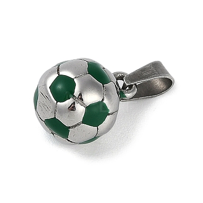 Trendy Necklace Findings 304 Stainless Steel FootBall/Soccer Ball Pendants STAS-L012-B01P-02-1