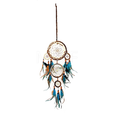 Indian Style ABS Woven Web/Net with Feather Pendant Decorations AJEW-B016-06-1