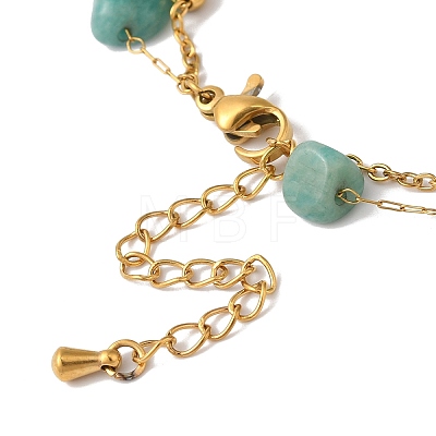 Summer Beach Nuggets Natural Amazonite & Imitation Pearl Multi-Strand Anklets BJEW-P326-06B-G-1