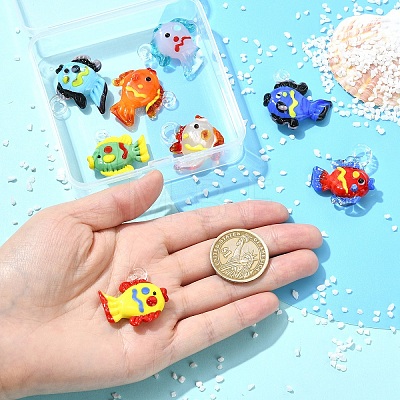 8Pcs 8 Colors Handmade Lampwork Pendants LAMP-YW0004-33-1