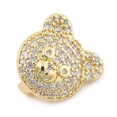 Brass Micro Pave Cubic Zirconia Slide Charms ZIRC-I068-04G-1