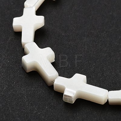 Natural White Mother of Pearl Shell Cross Beads Strands X-SSHEL-F0812C-1