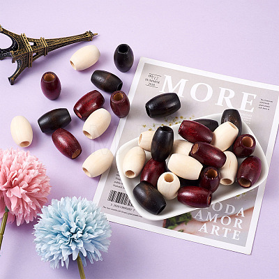 60Pcs 3 Colors Wooden Beads WOOD-CD0001-12-1