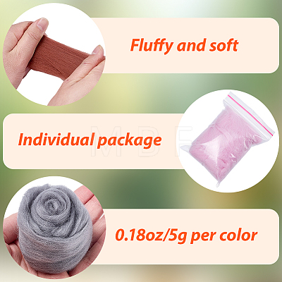 50G 10 Colors Needle Felting Wool Roving DIY-CP0013-77A-1