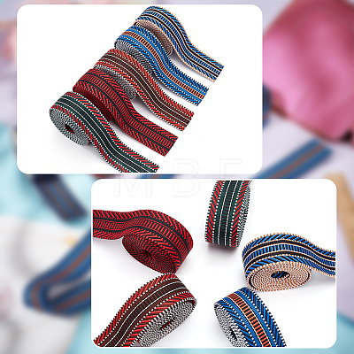 WADORN 5Pcs 5 Colors Bohemian Style Polyester Striped Ribbon OCOR-WR0001-07B-1