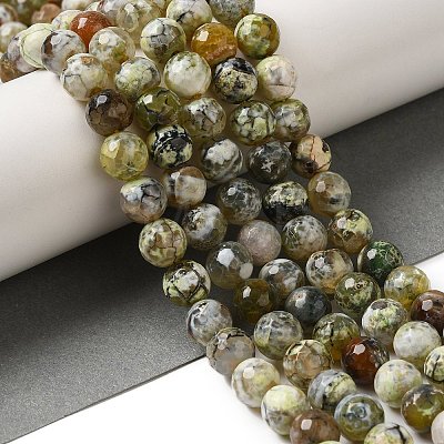 Dyed & Heated Natural Fire Crackle Agate Beads Strands G-P539-C01-03-1