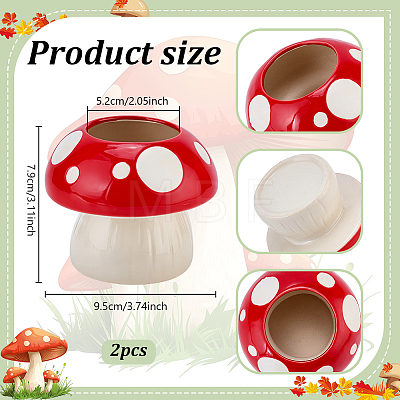 Porcelain Polka Dot Mushroom Vase Ornaments AJEW-WH0481-792-1