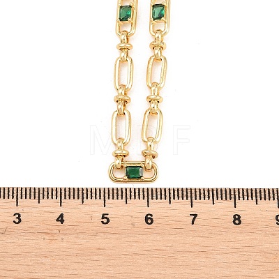 5MM Brass Pave Cubic Zirconia Oval Link Chain Necklaces NJEW-D324-01G-07-1