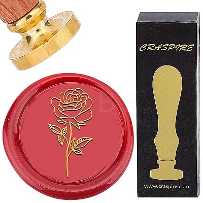 Brass Wax Seal Stamp with Rosewood Handle AJEW-WH0412-0370-1