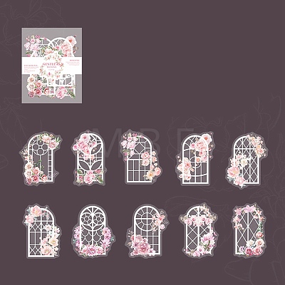 Window & Flower Paper Stickers Set DIY-G120-02A-1