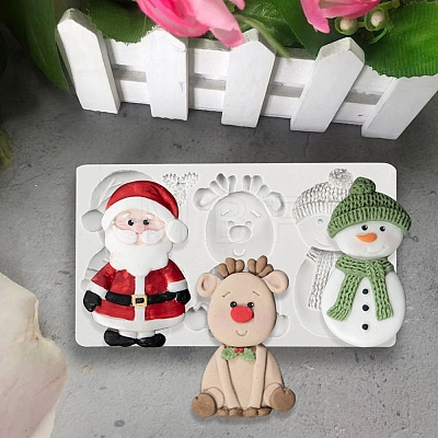 DIY Christmas Snowman & Santa Claus & Deer Fondant Food Grade Silicone Molds X-XMAS-PW0001-024-1