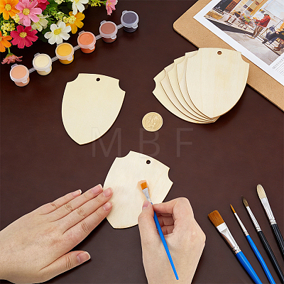 Shield Shape Unfinished Wood Board WOOD-WH0062-57-1