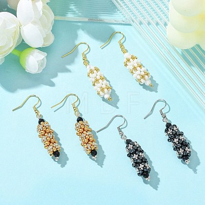 3 Pairs Oval Glass Seed Dangle Earrings EJEW-MZ00147-1