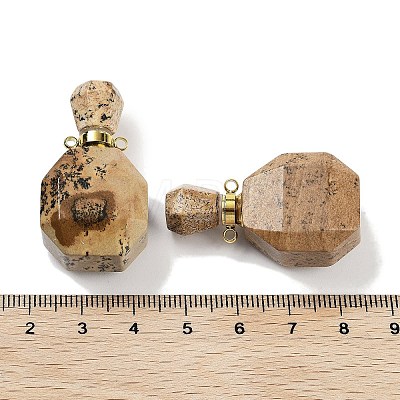 Natural Picture Jasper Perfume Bottle Pendants G-Q163-10G-06-1