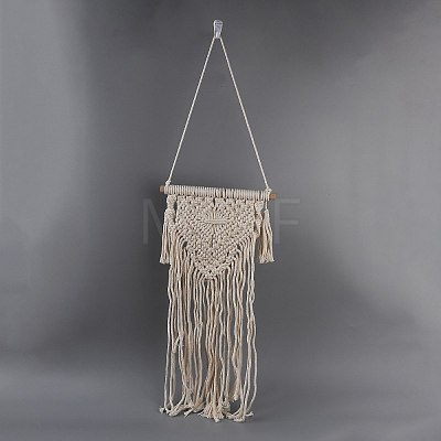 Cotton Cord Macrame Woven Wall Hanging HJEW-C010-13-1