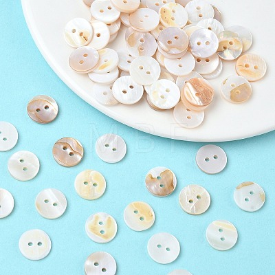 2-Hole Shell Flat Round Buttons X-BUTT-P012-09-1