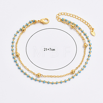 Fashionable Brass Double Layered Anklets with High-end Chain Design AF5904-1