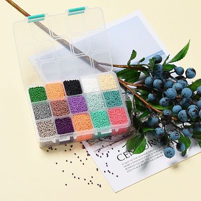 375G 15 Colors 12/0 Grade A Round Glass Seed Beads SEED-JP0011-09-2mm-1