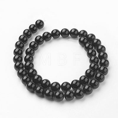 Natural Black Onyx Beads Strands G-G735-60-8mm-A-1