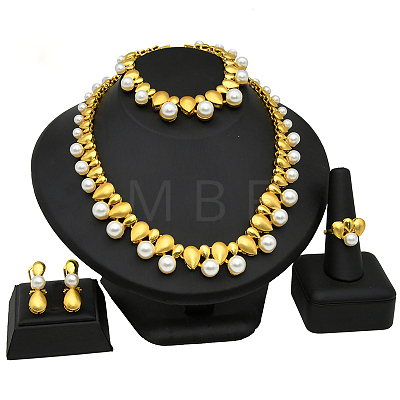 Alloy with Plastic Pearl Jewelry Sets WG5582A-03-1