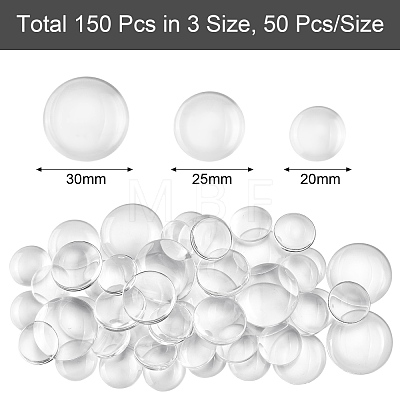 150Pcs 3 Styles Transparent Glass Cabochons GGLA-SZ0001-43-1