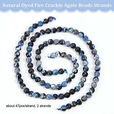 Olycraft 2 Strands Natural Dyed Fire Crackle Agate Beads Strands G-OC0004-32-1