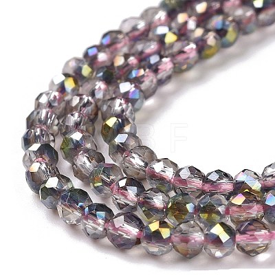 Transparent Electroplate Glass Beads Strands GLAA-H021-01B-HP02-1