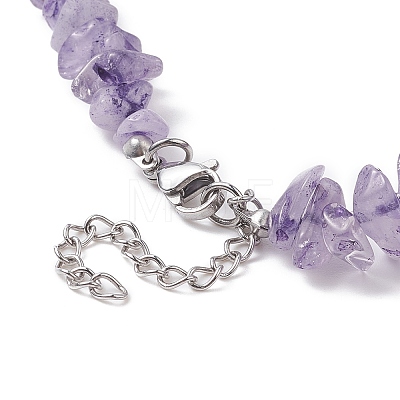 Natural Amethyst Chips Beaded Necklaces NJEW-JN04275-02-1