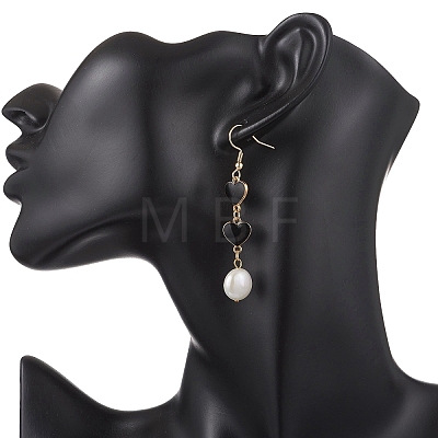Natural Keshi Pearl Heart Dangle Stud Earrings EJEW-JE06725-1