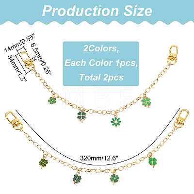 WADORN 2Pcs 2 Style Saint Patrick's Day Brass Decorative Cable Chains FIND-WR0006-99-1