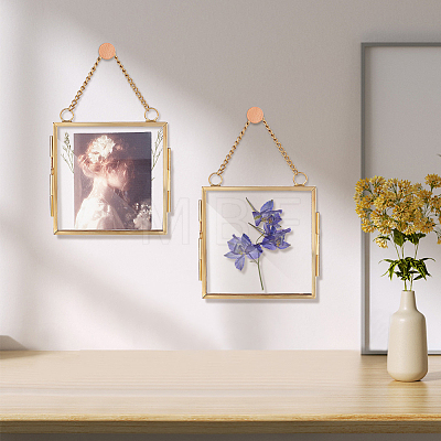 Hanging Pressed Flower Alloy Photo Frames ODIS-WH0002-71G-1