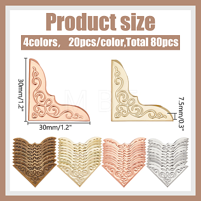80Pcs 4 Colors Iron Triangle Corner Protector FIND-WR0012-31-1
