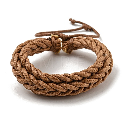 Adjustable PU Leather Cords Braided Double Layer Multi-strand Bracelets BJEW-F468-16-1