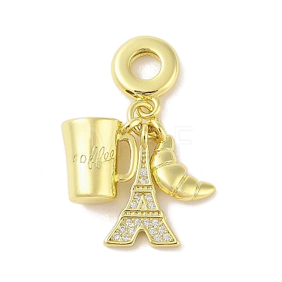 Rack Plating Brass Micro Pave Clear Cubic Zirconia European Dangle Charms LS-KK-S380-26G-1