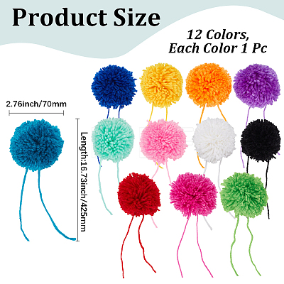 12Pcs 12 Colors DIY Craft Polyester Pom Pom Ball AJEW-CY0002-94-1