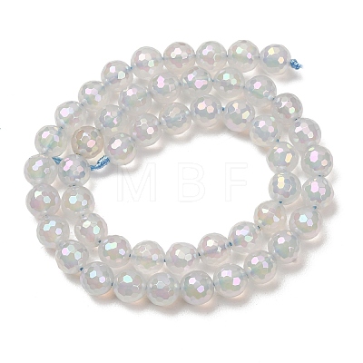 Electroplated Natural Agate Beads Strands G-B191-A07-8mm-01-1