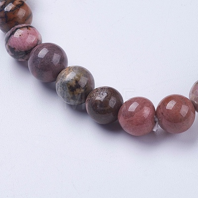 Natural  Rhodonite Beaded Stretch Bracelets BJEW-I253-8mm-26-1