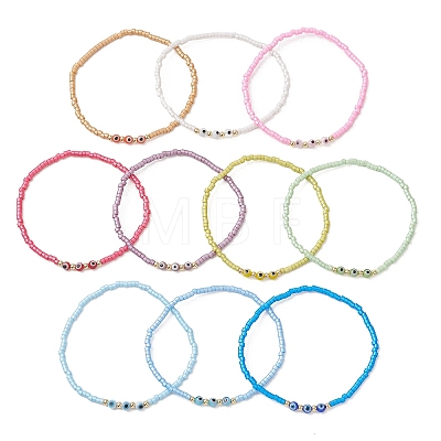 10Pcs 10 Colors Glass Seed Beads Stretch Bracelets BJEW-MZ00323-1