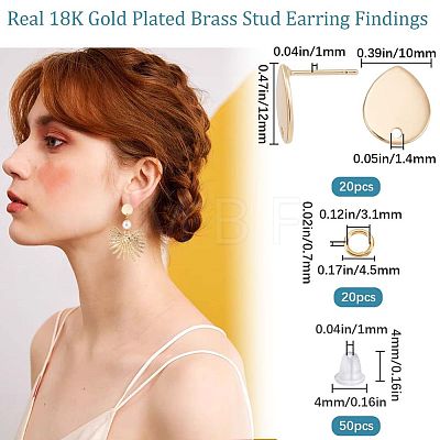 20Pcs Brass Stud Earring Findings DIY-CN0002-49-1