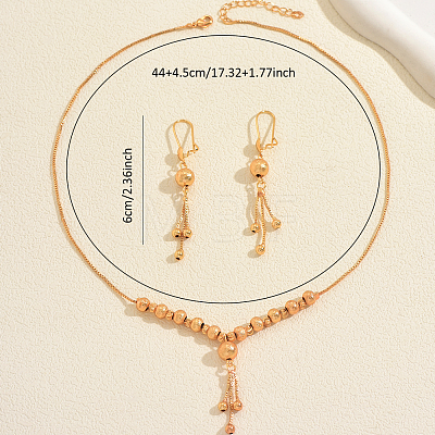 Vintage Brass Round Beaded Tassel Necklace & Earrings for Women VG0776-1