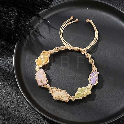 Dyed Natural Quartz Crystal Braided Bead Bracelets BJEW-TA00346-02-1