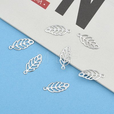 Tarnish Resistant Leaf 201 Stainless Steel Charm Pendants STAS-R075-12-1