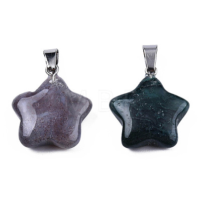 Star Natural Indian Agate Pendants G-Q367-28-1