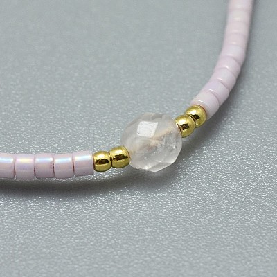 Adjustable Natural Rose Quartz Braided Bead Bracelets BJEW-F391-A01-1