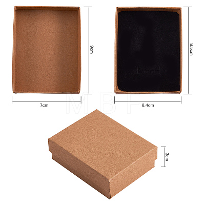 Kraft Cotton Filled Cardboard Paper Jewelry Set Boxes CBOX-R036-11A-1