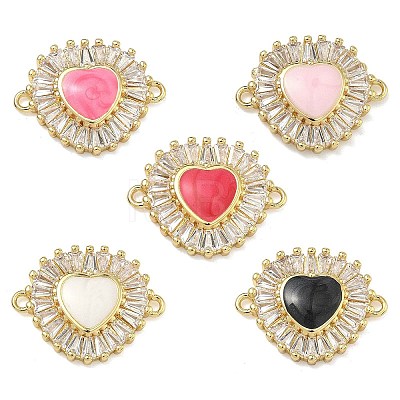 Brass Pave Clear Cubic Zirconia Connector Charms KK-A293-12G-1