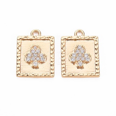 Brass Micro Pave Clear Cubic Zirconia Pendants KK-S356-769-1