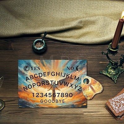 Printed Wood Pendulum Dowsing Divination Board Set DJEW-WH0324-068-1