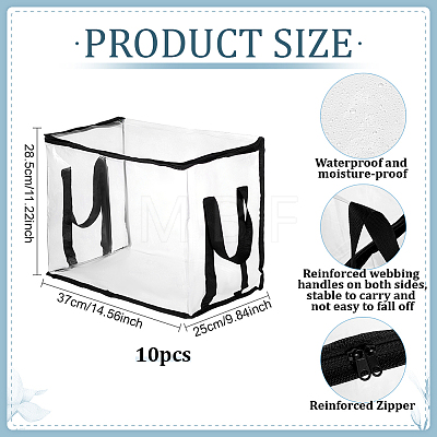 Large Capacity Transparent PVC Plastic Zipper Bags with Handle for Book Storage ABAG-WH0045-92B-1