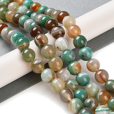 Natural Striped Agate/Banded Agate Beads Strands G-Z060-A01-C16-1